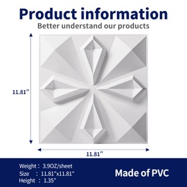 Art3dwallpanels 33 Pack 3D Wall Panel for Interior Wall Décor, PVC Textured 3D Wallpaper, Elegant Wall Tiles for Living Room Lobby Bedroom Hotel Office, White