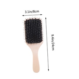 FRCOLOR Natural Boar Bristle Paddle Brush for Curly Wavy Hair Massage Hair Brush for Women Men