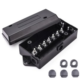MICTUNING 7 Way Electrical Trailer Junction Box 7 Gang Trailer Wire Connection Box Weather