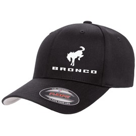Ford Bronco Logo New Side Panel Fully Embroidered Flexfit 6277 Athletic Baseball Fitted Hat Cap Black S/M