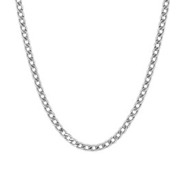 JIKASI Silver Chain for Men-Cuban Link Chain Necklace Stainless Steel Chain for Mens Necklace Jewelry Gift 3.5mm Chain 18/20/22/24/26 Inches