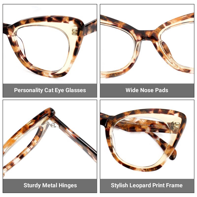 Zeelool Women's Cat Eye Glasses Stylish Acetate Eyewear Blue Light