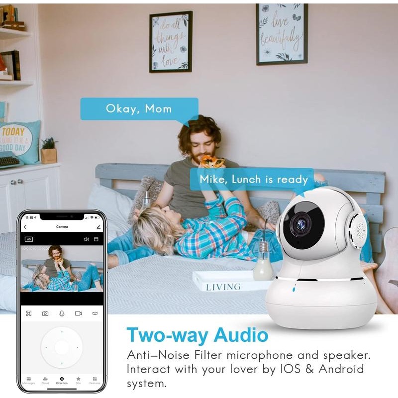 Litokam 2K Indoor Camera: 360° Pan/Tilt Home Security for Pets,