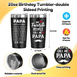 Papa Gifts,Fathers Day Gift,Funny Socks 20 Oz Insulated Tumbler Cup,Birthday Present from Grandkids,Best Gift Ideas for Papa,Grandpa Grandparents Gifts from Granddaughter Grandson