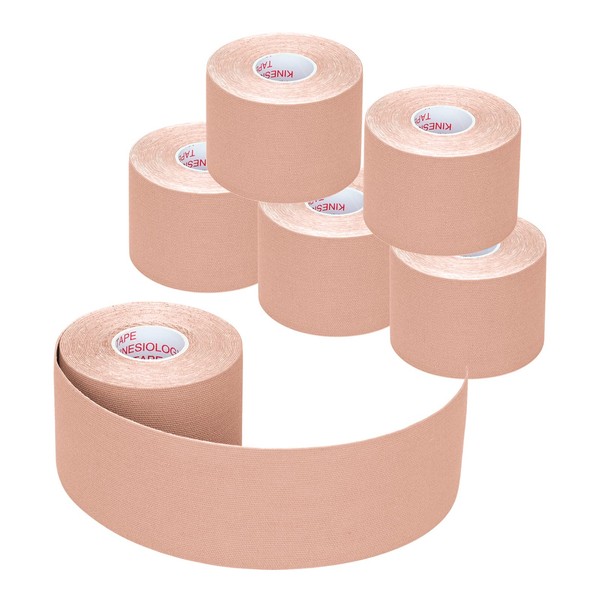 Kinesiology Tape - 6 Rolls Set, Lychee Elastic Therapeutic Sports