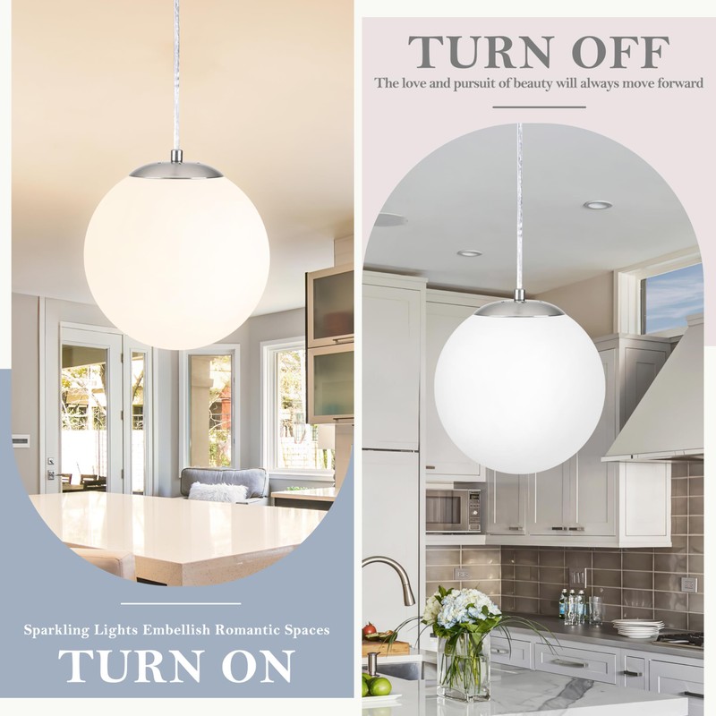 KoKo&Yukina 8 Inch Globe Pendant Lighting for Kitchen Island Mid