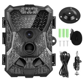 Highwild Trail Game Camera 32MP 1080P with Night Vision - IP66 Waterproof Hunting Cam for Wildlife Monitoring - 100° Detecting Range - Motion Activated 0.2s Trigger Time - 46pcs No Glow Infrared LED