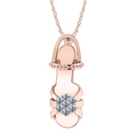 Women Jewelry 925 Sterling Silver Round Cut Sandal Pendant Necklace with 18" Chain 0.05 CT Natural Diamond-H-I, I1-I2- Choice of Silver Plated (Yellow,White,Rose)