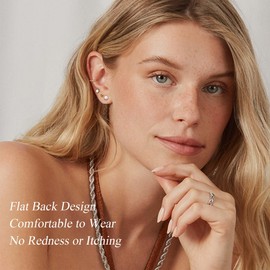 Jstyle Hypoallergenic Flat Back Stud Earrings for Women Men Surgical Stainless Steel Earrings Set for Sensitive Ears Cartilage Earring Small Flatback Studs Earrings Stacks Screw Back Gold Earrings