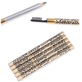 minkissy Sets Leopard Cover Double Head Eyebrow Pencil Brush Set Long Lasting Makeup Pencil for Natural Brow Shaping Pcs