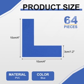 PATIKIL 5S Location Marking Corner, 64 Pcs 10 x 10 x 3 cm PVC L-Shape Floor Marking Tape Workplace Floor Organization Markers for Office Warehouse Desk Table Top, Blue