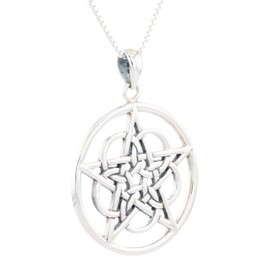 Jewelry Trends Metaphysical Ringed Star Pentacle Sterling Silver Pendant Necklace