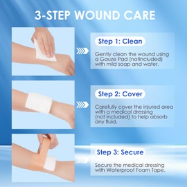 AUSLKA 2 Rolls Waterproof Foma Tape, 1 in x 5 Yds, Flexible Foam Medical Tape, Waterproof Bandages,for Medical Applications, Securing Bandages, Dressings