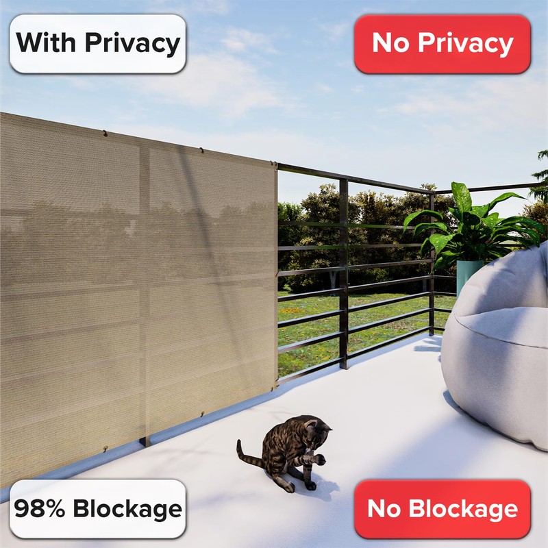 INFRANGE 2.5' x 50' Balcony Privacy Fence Screen Mesh Windscreen