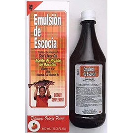 Menper Emulsion de Escocia Vitamins A, B1, D and E Aceite de Higado de Bacalao (Orange, 15.3 FL OZ)