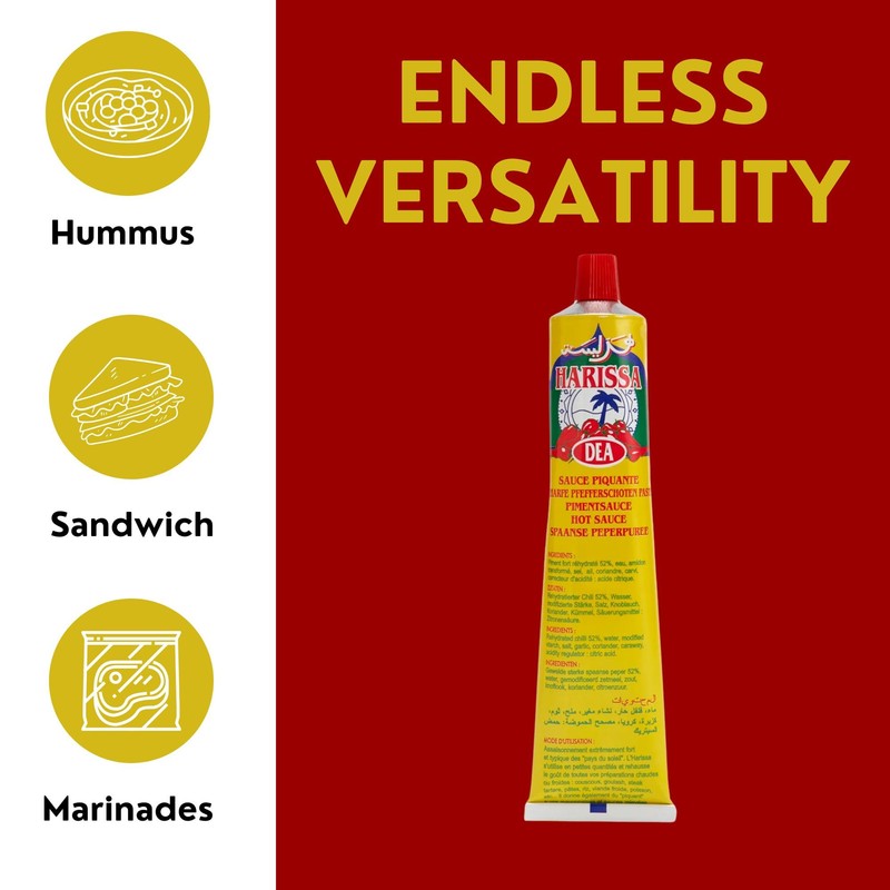 Harissa Condiment in Tube - Spicy 120 Gr (15 PACK)