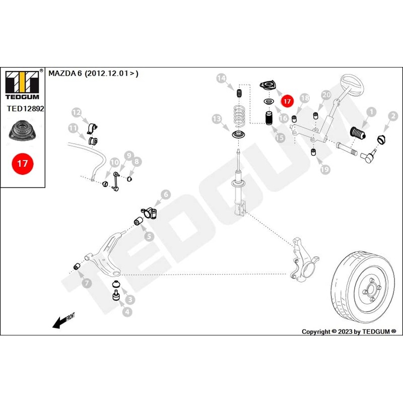 TEDGUM TED12892 SHOCK ABSORBER BRACKET FRONT UPPER LEFT/RIGHT (SET WITH