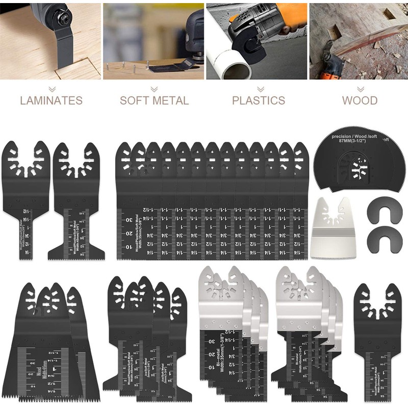 31 Pack Oscillating Saw Blades, High Carbon Steel Mix Oscillating