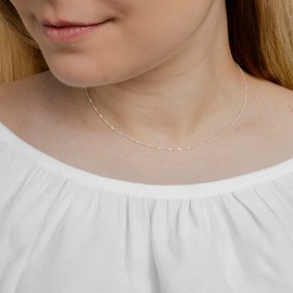 Amberta Solid 925 Sterling Silver Chain for Women Men | Super Thin Dainty & Sturdy Box Curb Singapore Beaded Snake Paperclip Necklace Delicate 16/18/20/22/24 inch: 22 Silver Singapore Chain Necklace