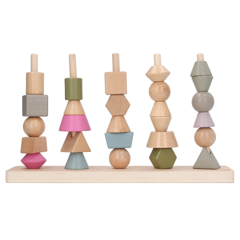 Stack Matching Set Educational Wood with 10 Cards Geometric Shape