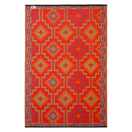 Fab Habitat Reversible Rugs | Indoor or Outdoor Use | Stain Resistant, Easy to Clean Weather Resistant Floor Mats | Lhasa - Orange & Violet (8' x 10')