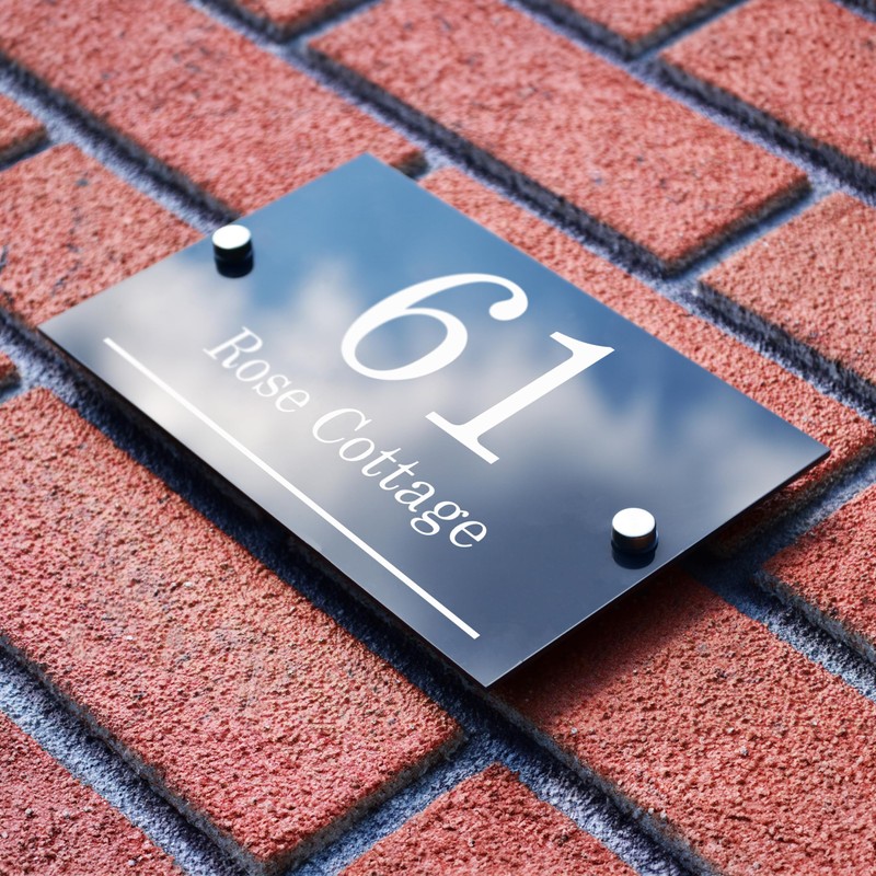 Badgemaster Modern Anthracite House Number Sign Plaque Stainless Steel Standoffs