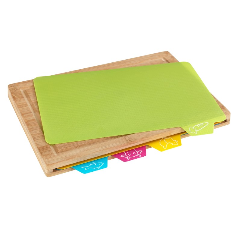 WENKO Bella Bamboo Chopping Board with Juice Groove and 4