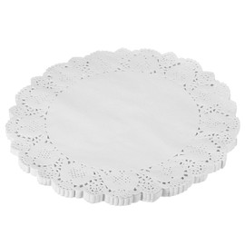 sourcing map 100 Pcs White Lace Paper Doilies 12 Inch Round Paper Doilies Tableware Disposable Paper Decorative Paper Placemats for Wedding, Birthday, Cakes, Desserts, Tableware Food