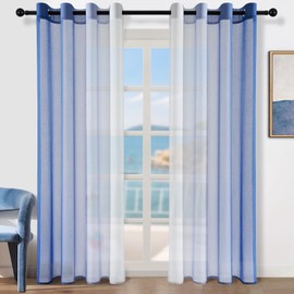 Topfinel Curtains, Bedroom Curtains, Curtains with Eyelets, Curtains Drapes, Set of 2, 140 x 225 cm, Blue Curtains, Colour Gradient, Decoration for Modern Children's Room
