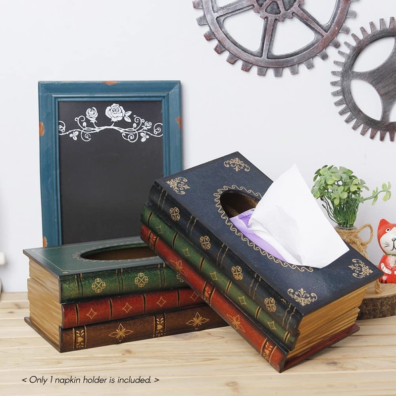 Elegant Antique Book Napkin Holder Novelty Tissue Box Holder for