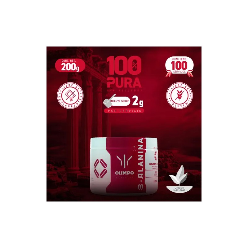 Beta Alanina Suplemento 200g, Hércules Sin Sabor, 100 Servs.