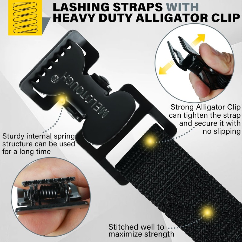 Lashing Strap,1"×10FT Tie Down Straps with Alligator Clip,Adjustable Cargo Straps