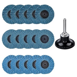 Treki Pack of 15 Mini Flap Discs for Drill, 40/60/80 Grit, 50 mm Sanding Discs Pad Kit with 6.35 mm Adapter, Sanding Attachment for Cordless Screwdriver, Small Sandpaper Sanding Pads