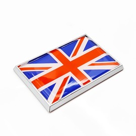 Perdecor British United Kingdom UK Flag Sticker Emblem Union Jack Decal Car Chrome Flags, 2 Pack, 3 x 2 inches