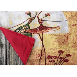 Tache Table Setting Placemat Abstract Ballet Dancers Ballerina Art Woven Placemat - Vintage Orange Yellow Fall Tapestry Kitchen Place Mat - Set of 4