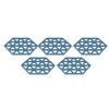 5pcs Table Mats Geometric Hex Shape Hollow Silicone Blue Insulation