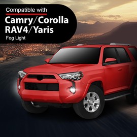 Pair LED Fog Lights Driving Lamps Assembly, Fit Toyota Camry RAV4 Tundra 2006-2016/ LX ES300h ES350 2008-2015/ Scion tC 2014-2016, Left & Right Side 2PCS, 8121006070, 812100D040