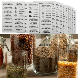 Fssqii 132 Preprinted Clear Kitchen Organization Labels for Spice Seasoning Food Jars Bottles Containers Waterproof Self-Adhesive Black Script Stickers Sets