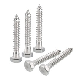 sourcing map Hex Head Lag Screws Bolts, 10pcs 5/16" x 2" 304 Stainless Steel Partial Thread Wood Screws