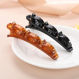 Braided Hair Clips for Women, Multi Barrette, Sectioning Clips, Duckbill Barrettes (Coffee)