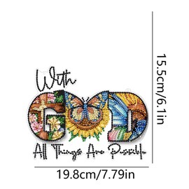 STGLCR DIY Butterfly Hanging Diamond Art Kit God, Acrylic Diamonds Painting Pendant Board Kit, 5D Gem Art Ornament Kit for Adults, Double Sided 7.8inch with God All Thing are Possible