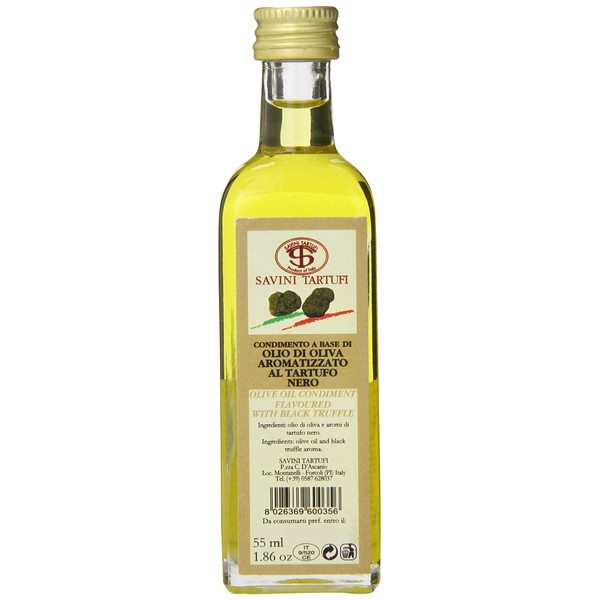 Savini Tartufi Black Truffle Olive Oil, 1.859-Ounce Glass Bottle