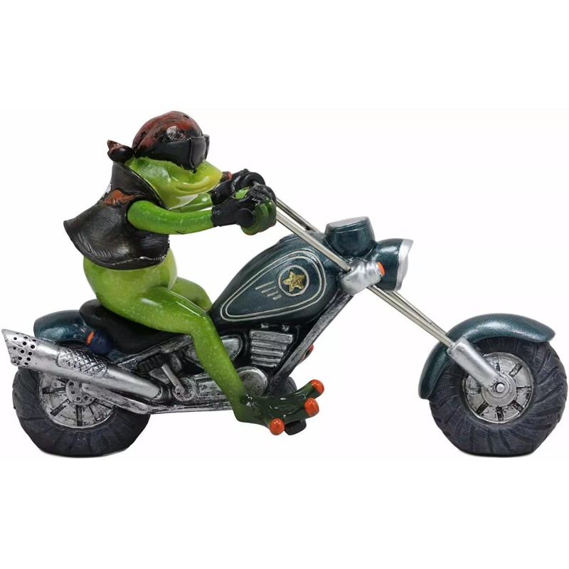 8.5"L Born To Ride Biker Frog Smoking Cigar On Blue