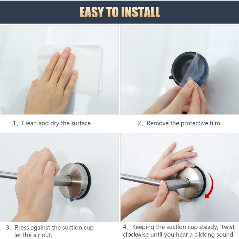 DGYB 17-Inch Brush Suction Cup Towel Bar – No-Drill Wall-Mounted