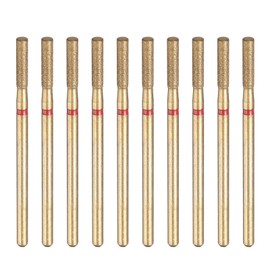 sourcing map 10pcs 200-230 Grits Diamond Grinding Bit 2.3mm Cylinder Head 2.35mm Shank 10mm Length Titanium Plated Stone Sanding Drill Bits Rotary Tool for Nails Grinding Polishing