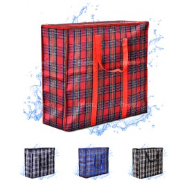 82L Extra Large JUMBO Storage Bags 190GSM for Organizing | Heavy-Duty Laundry Bags with zips for Clothes, Bedding | Durable Laundry Bag with Reinforced Handles. (RED)
