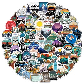 100PCS Outdoor Adventure Camping Travel Stickers, Vinyl Hiking Wildlife Waterproof Stickers, Water Bottle Laptop Luggage Stickers Pack, Camper Extreme Sports Stickers For Boys