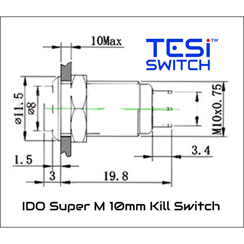 Tesi IDO Super M 10MM Metal Momentary Push Button Guitar