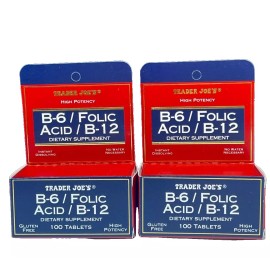 Trader Joe's 2X Trader Joe's B-6 Folic Acid B-12 High Potency Dietary Supplement FREE SHIP