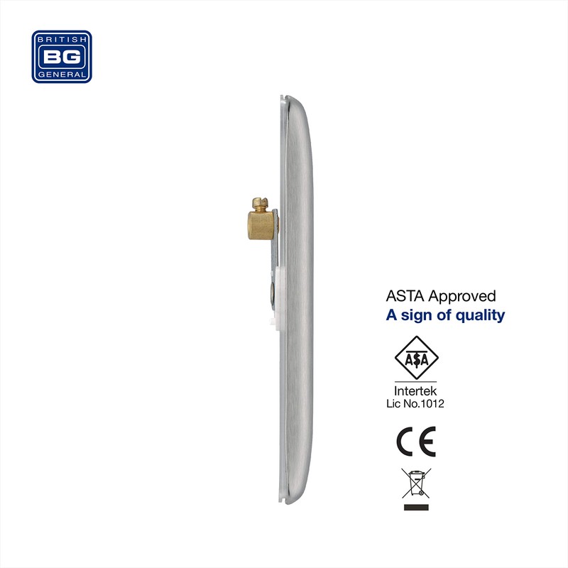 BG Electrical NBS94 Single Blank Plate, Brushed Steel